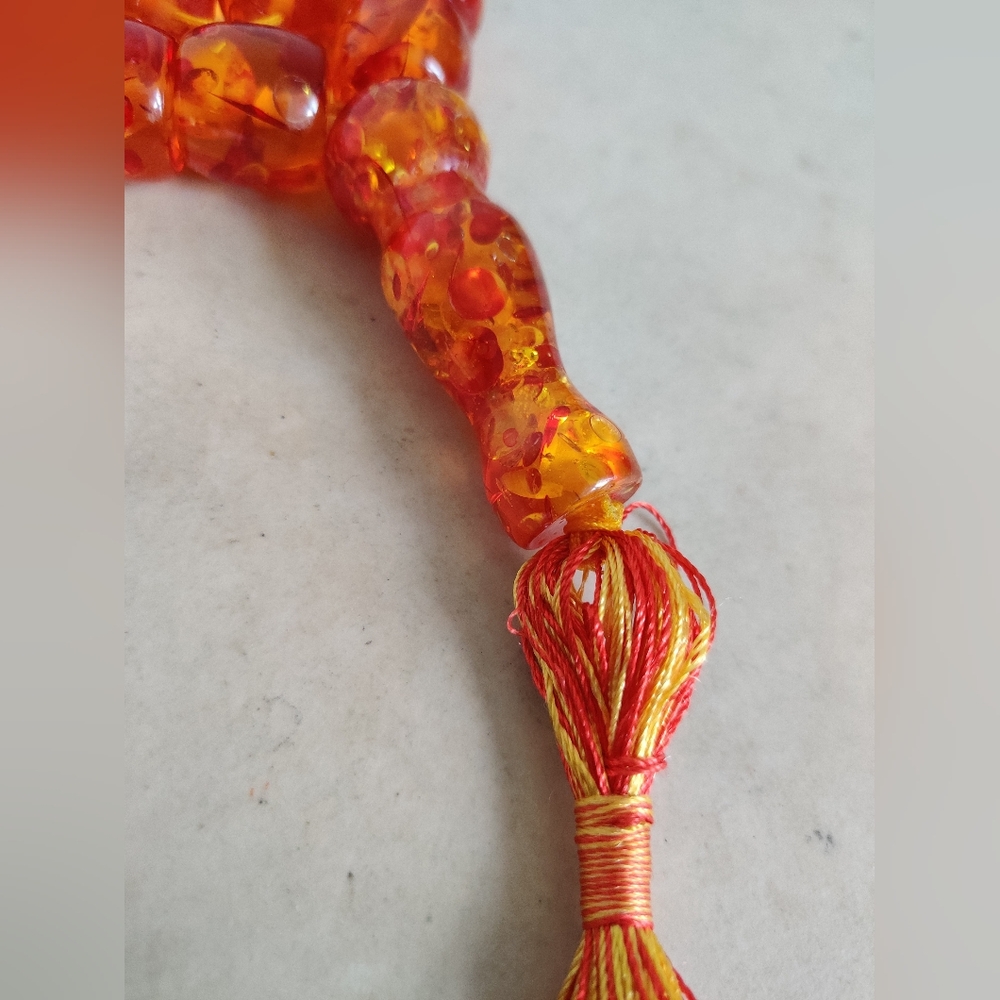 Vintage Gigantic Tasbih Lucite Faux Amber Islamic Prayer Beads - Picture 11 of 14